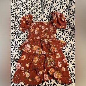Floral dress, pink, size large but fits like a medium!